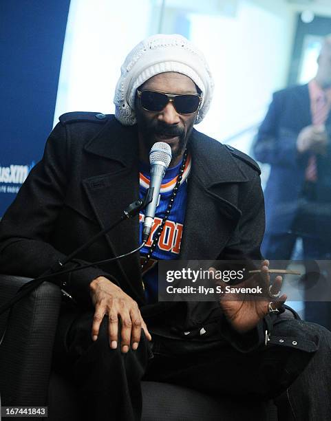 Rapper and record producer Snoop Lion makes a surprise visit to "SiriusXM's Town Hall with Cheech & Chong" moderated by Artie Lange at the SiriusXM...