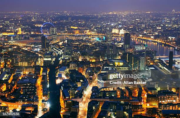 elevated view of west london - london nightlife stock pictures, royalty-free photos & images