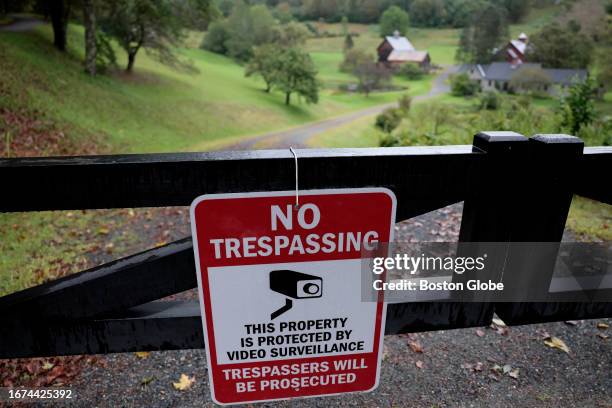 Pomfret, VT A No Trespassing sign is posted on a gate blocking the driveway to Sleepy Hollow Farm which has drawn massive crowds during fall foliage...