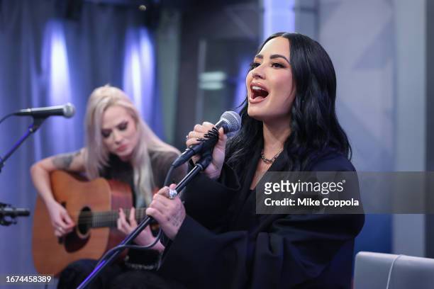 Demi Lovato performs on the show Octane at SiriusXM Studios on September 11, 2023 in New York City.