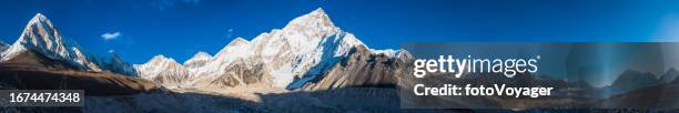 khumbu glacier flowing from everest base camp himalayas panorama nepal - summit stock pictures, royalty-free photos & images