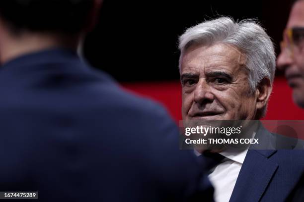 Spanish football federation acting president Pedro Rocha looks on following a press conference of new coach of Spain's female football team Montse...