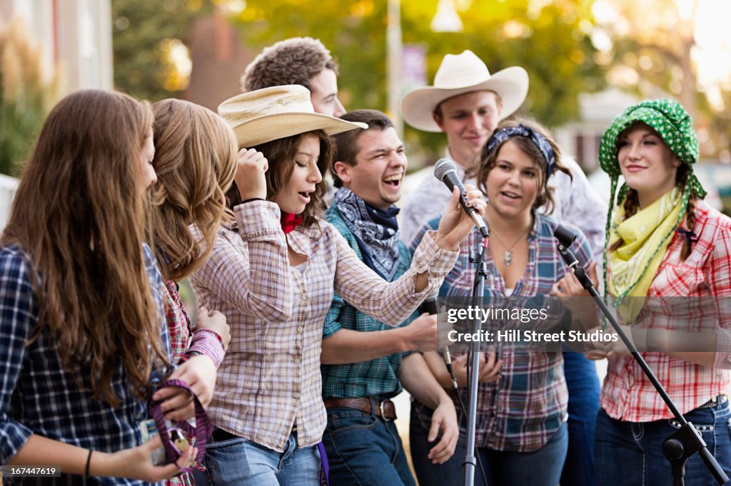 Students singing together