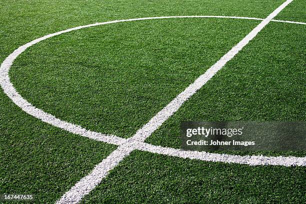 football pitch markings, sifnos, greece. - linear-image stock pictures, royalty-free photos & images