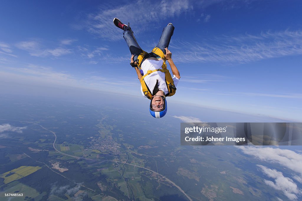 Skydiver in mid-air