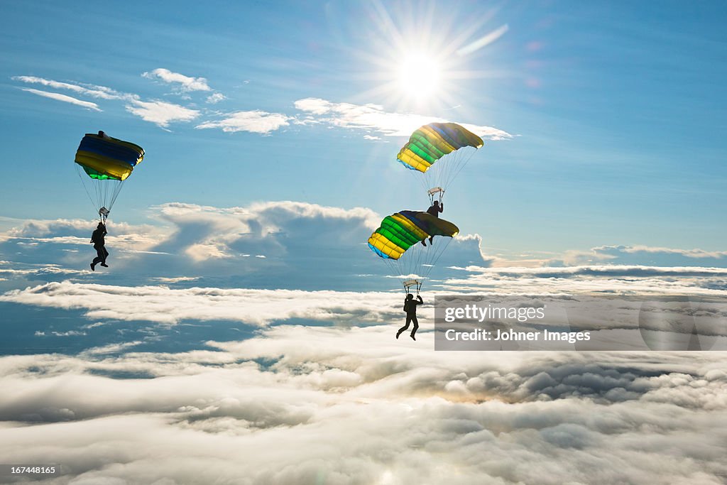 Skydivers in mid-air