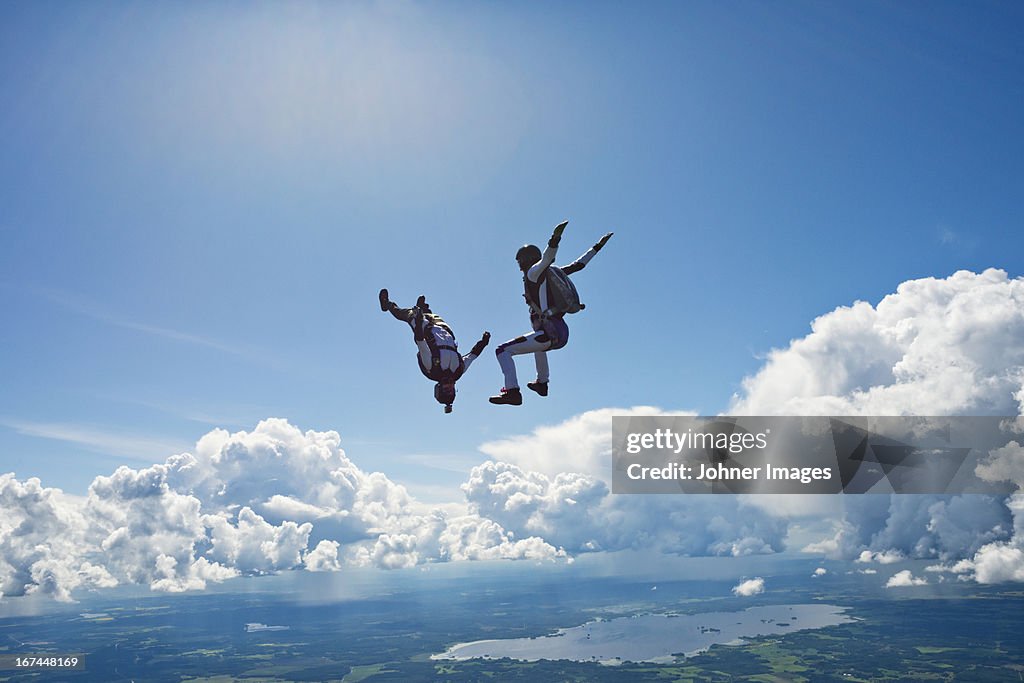 Skydivers in mid-air