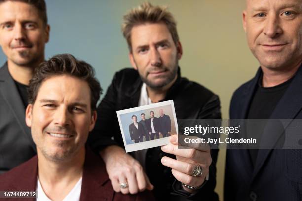 Daniel Adair, Ryan Peake, Chad Kroeger and Mike Kroeger of 'Hate to Love: Nickelback' are photographed for Los Angeles on September 8, 2023 at the...