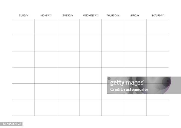 stockillustraties, clipart, cartoons en iconen met undated monthly planner - sunday start - maandelijkse gebeurtenis