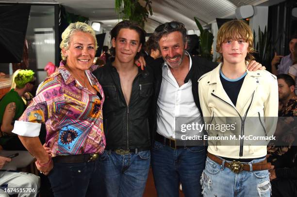 Sarah Beeny, Charlie Swift, Graham Swift and Billy Swift attend the VIN + OMI "OMNIA" Show at 100 Shoreditch on September 11, 2023 in London, England.