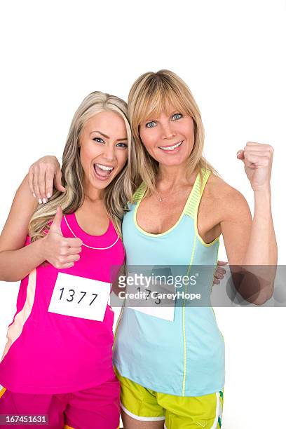 marathonläufer - blonde cheering stock-fotos und bilder