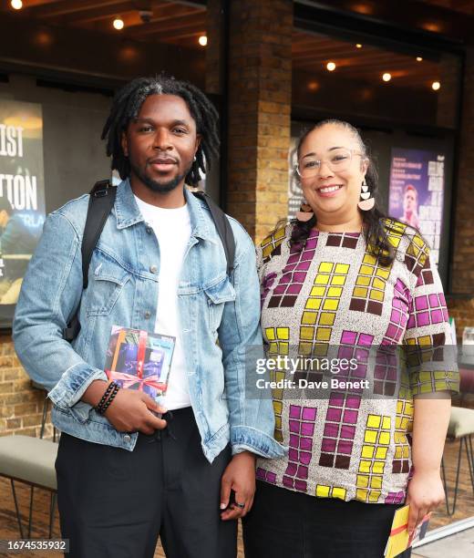 Yomi Sode and guest attend the press night performance of "Red Pitch" at The Bush Theatre on September 11, 2023 in London, England.