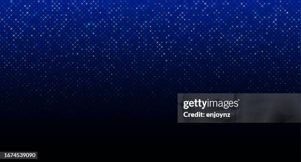 blue gradient sparkling halftone pattern - black-background-with-dots stock illustrations