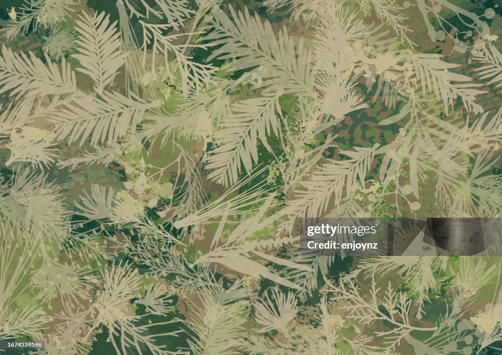 Seamless camouflaged plants background