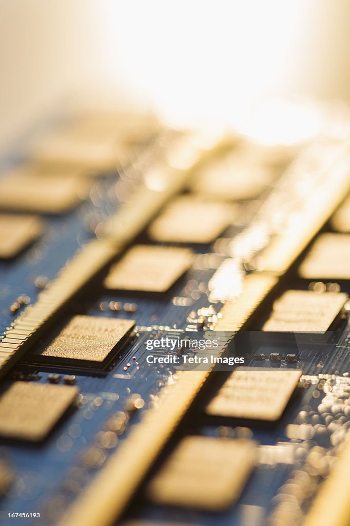 Studio shot of computer chips