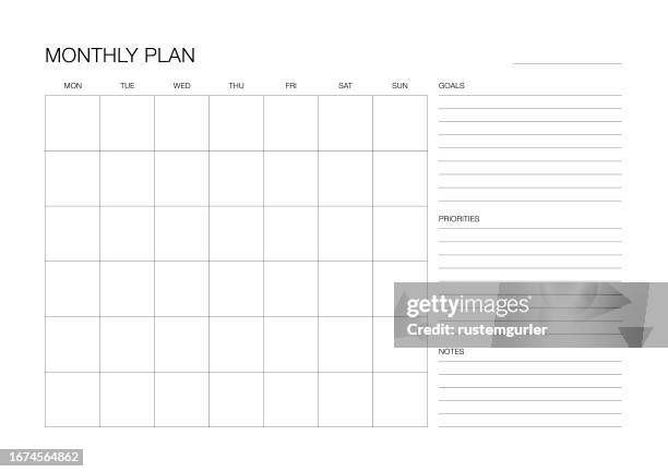 stockillustraties, clipart, cartoons en iconen met undated monthly planner - monday start - maandelijkse gebeurtenis
