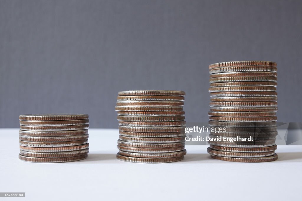 Coins arranged as bar chart