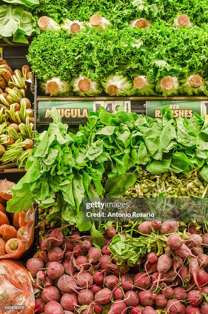 USA, New York, Stack of fresh vegetables