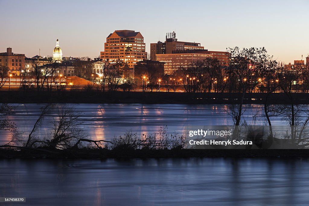 USA, New Jersey, Trenton, Cityscape at night