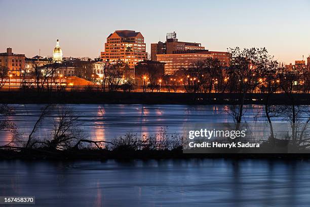 usa, new jersey, trenton, cityscape at night - trenton new jersey stock pictures, royalty-free photos & images