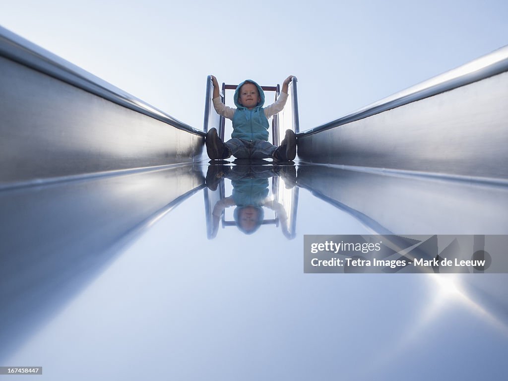 Holland, Tilburg, toddler on slide