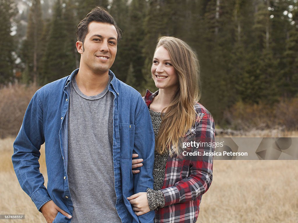 USA, Utah, Salt Lake City, portrait of young couple in non-urban scene