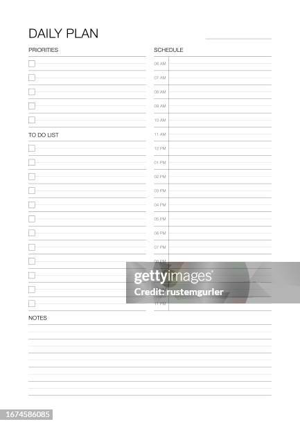 a4 papierformat stündlicher tagesplaner - aufgabenliste stock-grafiken, -clipart, -cartoons und -symbole