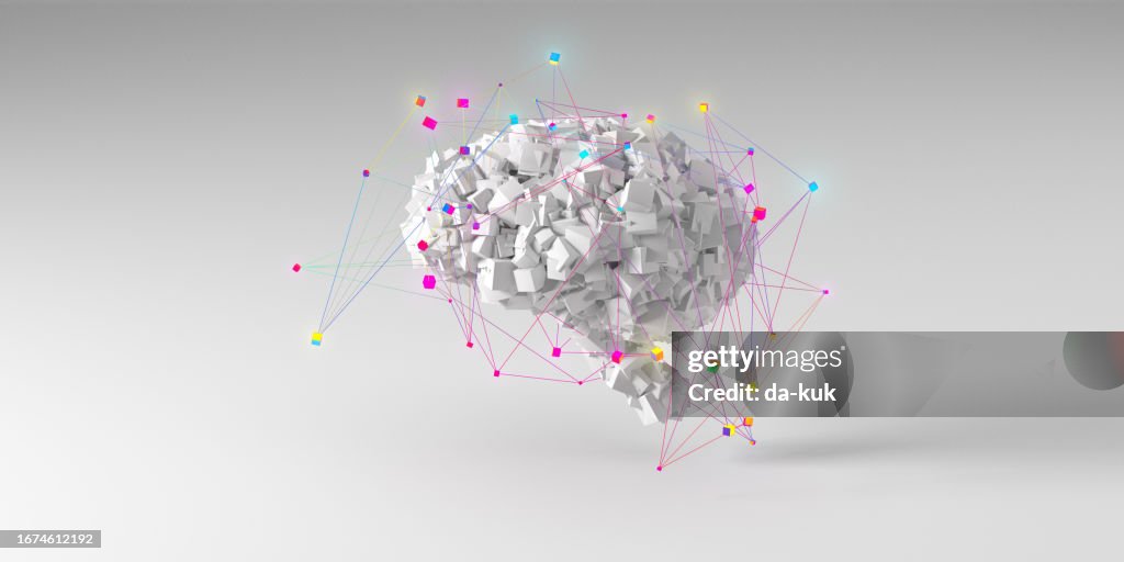 Geometric Brain / Artificial Intelligence background 3D render