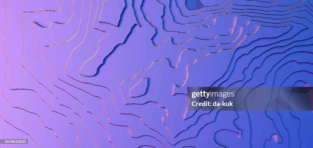 Fondo abstracto: formación topográfica directamente arriba. Renderizado 3D CGI