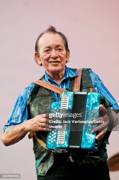 Mexican/American Tejano musician Flaco Jimenez plays accordion with The Texas Tornados at the Lincoln Center Out of Doors 26th Annual Roots of...