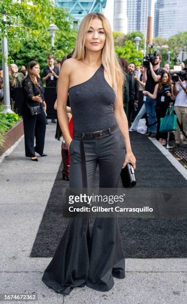 Singer-songwriter Rita Ora is seen arriving to the Michael Kors Collection Spring/Summer 2024 Runway Show during New York Fashion Week at Domino Park...