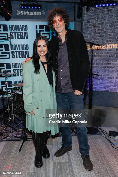 Howard Stern and Demi Lovato pose for a picture at SiriusXM's 'The Howard Stern Show' at SiriusXM Studios on September 11, 2023 in New York City.