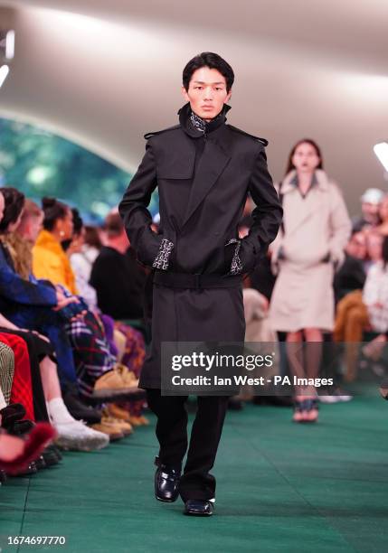 This is a PA image of a model on the runway at Burberry. See PA Feature IRISH KeoghanIrishExtra. WARNING: This picture must only be used to accompany...