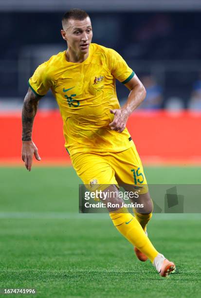 Mitchell Duke of Australia runs the pitch against Mexico during the first half of a 2023 International Friendly match at AT&T Stadium on September 9,...