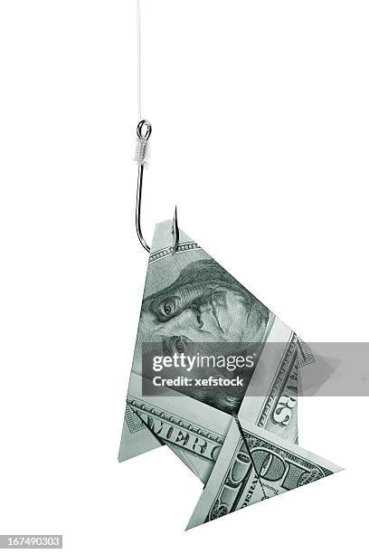 fishing big money concept - origami stock pictures, royalty-free photos & images