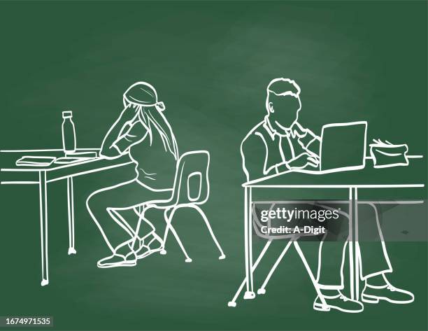 backtobackstudentsatwork - federmäppchen stock-grafiken, -clipart, -cartoons und -symbole