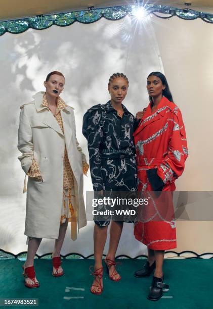 Backstage at the Burberry Spring 2024 Ready To Wear Fashion Show held at Highbury Fields on September 18, 2023 in London, England.
