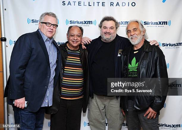 Tim Sabean, Cheech Marin, Artie Lange and Tommy Chong visit the SiriusXM Studios on April 25, 2013 in New York City.