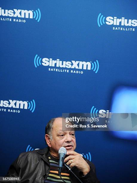 Comedian Cheech Marin attends "SiriusXM's Town Hall with Cheech & Chong" moderated by Artie Lange at the SiriusXM Studios on April 25, 2013 in New...