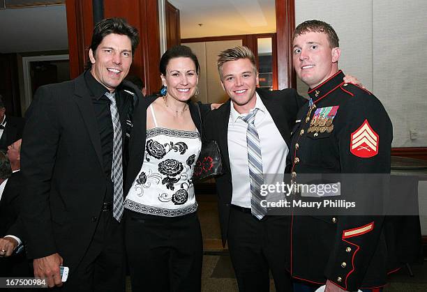 Michael Trucco, Melanie Troxel, Brett Davern and Dakota Meyer attend the Long Beach Grand Prix Charity Ball on April 19, 2013 in Long Beach,...