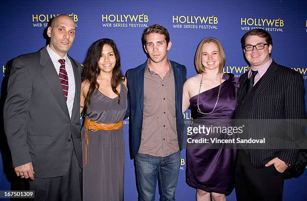 Ed Morrone, Nina Carpenter, Zach Silveman, Layne Leisher and Ty Leisher attend the 2nd annual HollyWeb Festival at Avalon on April 7, 2013 in...