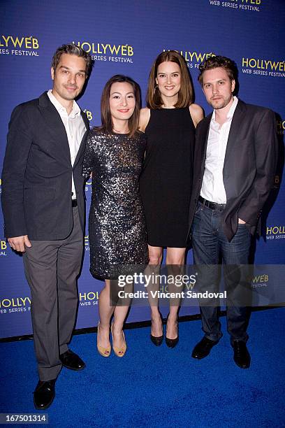 Steve Rousseau, Jen Drohan, Charli Schuler Rousseau and John Highsmith attend the 2nd annual HollyWeb Festival at Avalon on April 7, 2013 in...