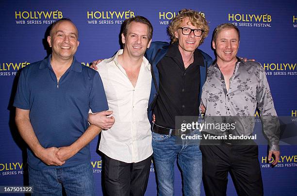 Laurence Whiting, Jeffrey Patrick Olson, Leon Acord and Bruce L. Hart attend the 2nd annual HollyWeb Festival at Avalon on April 7, 2013 in...