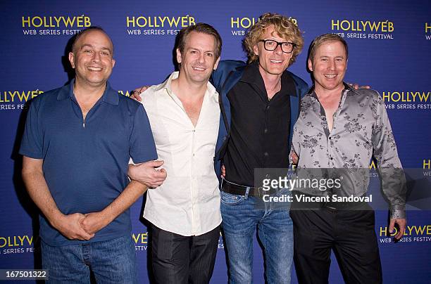 Laurence Whiting, Jeffrey Patrick Olson, Leon Acord and Bruce L. Hart attend the 2nd annual HollyWeb Festival at Avalon on April 7, 2013 in...