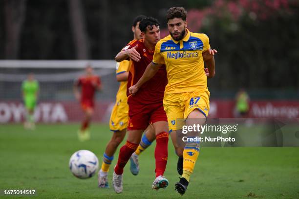 Mateus Lusuardi of Frosinone Calcio U19 during the 3rd day of Under 19 Championship between A.S. Roma - Frosinone Calcio on September 18, 2023 at the...