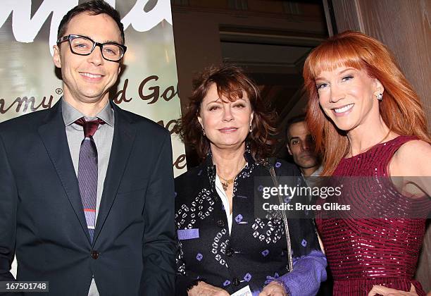 Jim Parsons, Susan Sarandon and Kathy Griffin attend the "I'll Eat You Last: A Chat With Sue Mengers" Broadway opening night at The Booth Theater on...
