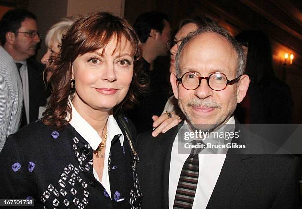 Susan Sarandon and Bob Balaban attend the "I'll Eat You Last: A Chat With Sue Mengers" Broadway opening night at The Booth Theater on April 24, 2013...