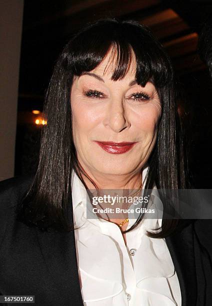 Anjelica Huston attends the "I'll Eat You Last: A Chat With Sue Mengers" Broadway opening night at The Booth Theater on April 24, 2013 in New York...