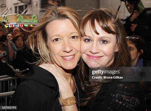 Linda Emond and Sally Murphy attend the "I'll Eat You Last: A Chat With Sue Mengers" Broadway opening night at The Booth Theater on April 24, 2013 in...