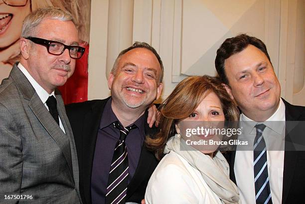 Scott Wittman, Marc Shaiman, Linda Lavin and Brooks Ashmanskas attend the "I'll Eat You Last: A Chat With Sue Mengers" Broadway opening night at The...